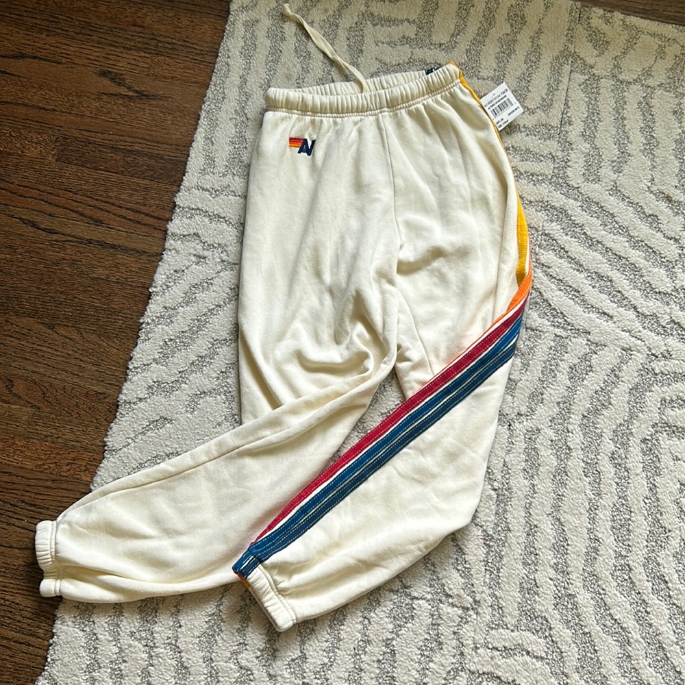 Aviator Nation cream 5 stripe sweats size XS